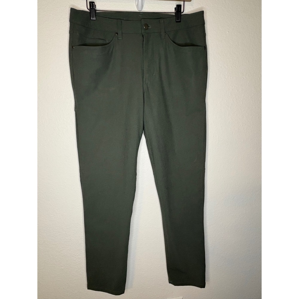 Lululemon ABC Pant Slim Warpstreme Olive Green Mens 32 Tech Commuter Trousers